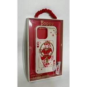 XO Poppy Queen of Hearts w/drink MagSafe iPhone 16 Pro Max Case White Pink Red